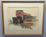 Abstract study of buildings by Mike Jones, watercolour, sold Oct 2024