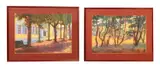A street scene and landscape pastels by David Napp, drawing, sold Oct 2024