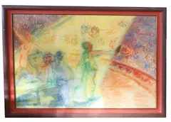 Abstract figures / performers by Brüer Tidman, pastel on paper, sold Oct 2024