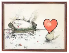 Darling, this is bigger than both of us by Ronald Searle, lithograph, sold Oct 2024