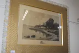 Landscape etching on silk by Benjamin Lander, etching, sold Oct 2024
