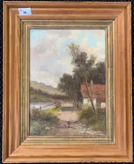 Landscape with cottage by Abraham Hulk Junior, oil on canvas, sold Oct 2024