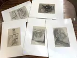 10 still life / portrait studies by Frances Mary Towers, 1914, pencil, sold Oct 2024