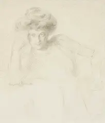Portrait of a Lady by Augustus Edwin John, 1900, pencil, sold Apr 2025