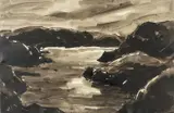 Teifi Pools, No.2 by Kyffin Williams, ink & wash, sold Apr 2025