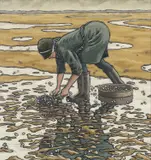 Cockle Picker by Alan Williams, acrylic and watercolour, sold Apr 2025
