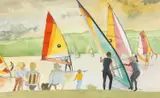 Cosmeston Lake by Eric James Malthouse, 1990, watercolour, offered Apr 2025