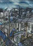 Rooftops by Karel Lek, ink & gouache, sold Apr 2025
