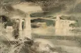 The Menai Suspension Bridge by William Selwyn, watercolour, sold Apr 2025