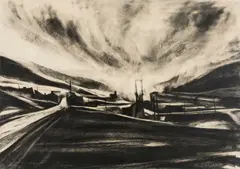 From the New Road by David Carpanini, charcoal on paper, sold Apr 2025