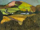 The Remote Dwelling by John Elwyn, acrylic on paper, sold Apr 2025