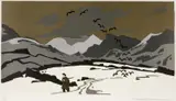 Pontllyfni in Snow by Kyffin Williams, lithograph, sold Apr 2025