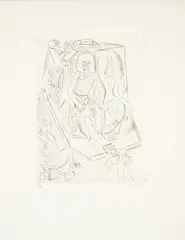 Arthur and Guinevere by Ceri Richards, engraving, sold Apr 2025