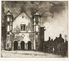Uppingham School, Rutland by George Chapman, etching, sold Apr 2025