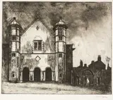Uppingham School, Rutland by George Chapman, etching, sold Apr 2025