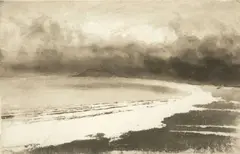 Rhossili Beach Gower by Norman Ackroyd, etching, sold Apr 2025