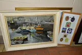 'Brixham Harbour', fishing boats at their moorings, oil on by John Wake, 1973, oil on board, sold May 2022