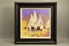 Preparing for the race by Peter J. Rodgers, watercolour on paper, sold May 2022