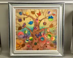 Hatching by Kerry Darlington, mixed media on board, sold May 2022