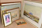 comprising a watercolour landscape initialled KC, approximate size 31cm x by Paintings And Prints, watercolour, sold May 2022