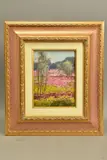 Campi rosa / pink fields ii by Bruno Tinucci, oil on board, sold Apr 2022