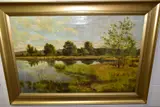 A victorian river landscape by J.W. Eyres, 1886, oil on canvas, sold Apr 2022