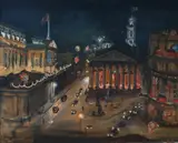 The Royal Exchange and the Bank of England from Mansion House at by Frank O. Salisbury, Oil on canvas, sold Dec 2021