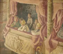 The theatre box Signed Lessore by Therese Lessore, Oil on canvas, squared in pencil, sold Dec 2021