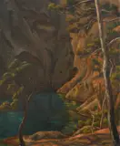 The blue pool Signed and dated Roger Fry 23 by Roger Fry, Oil on canvas, sold Dec 2021