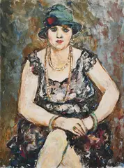 Femme au chapeau Signed I by Isaac Païles, Oil on canvas, sold Dec 2021