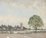 Landscape with a view of St by Hugh Boycott-Brown, Oil on board, sold Dec 2021