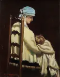 Mother and child Signed and dated ARTHUR BRADBURY/1927 by Arthur Royce Bradbury, Oil on canvas, offered Dec 2021