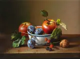 Still life with apples by Zoltan Preiner, Oil on board, sold Dec 2021