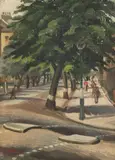 Pulteney Street by Alison McKenzie, Oil on board, offered Dec 2021