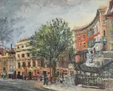 London street scene Signed and dated George Hann 1946 by George Hann, Oil on board, sold Dec 2021