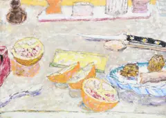 Still life with oranges by Tom Fairs, Oil pastel, sold Dec 2021