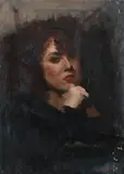 Portrait of a lady with red hair by Howard Morgan, Oil on canvas, sold Dec 2021