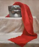 The red cloth Indistinctly by Harry Holland, Oil on canvas, sold Dec 2021