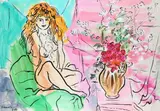 Strawberry blond with pink flowers Signed and dated Edward Piper/V 89 by Edward Piper, Mixed media, sold Dec 2021