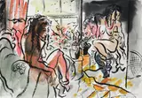 Female nudes with plaits by Edward Piper, Mixed media, sold Dec 2021