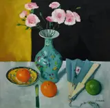 Still life with a vase by Gordon Henderson, Oil on canvas, sold Dec 2021