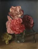 Still life with carnations Signed and dated J by Johannes Hendrik Eversen, Oil on board, offered Dec 2021