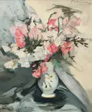 Still life with flowers in a vase Signed by Federico Masriera Vila, Oil on canvas, offered Dec 2021