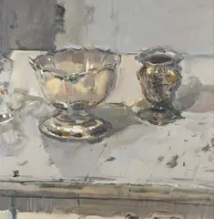 Melody of Greys Signed with monogram by Tom Coates, Oil on board, sold Dec 2021