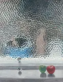 Hammered Glass Window Signed and dated R B Holt/JAN 79 by Roy Holt, Tempera on board, sold Dec 2021