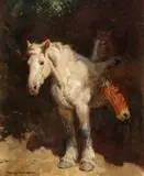 Horses in the shade Signed Rosemary Sarah Welch by Rosemary Sarah Welch Sea, Oil on canvas, sold Dec 2021