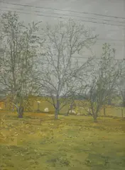 Return of Winter Signed with initials and dated FH77 by Francis Hewlett, Oil on board, sold Dec 2021