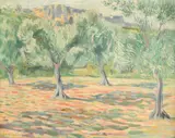 Landscape with olive trees by Colville Barclay Bt., Oil on canvas, offered Dec 2021