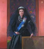 Portrait of HM Queen Elizabeth II by Norman Douglas Hutchinson, Tempera on canvas, sold Dec 2021