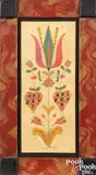fraktur of a tulip tree by David Y. Ellinger, watercolor, sold Oct 2023
